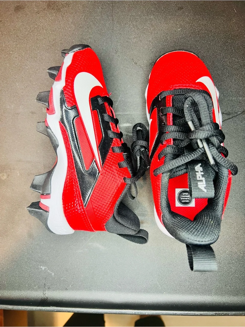 Nike Kids Red and Black Sneakers with Traction Sole